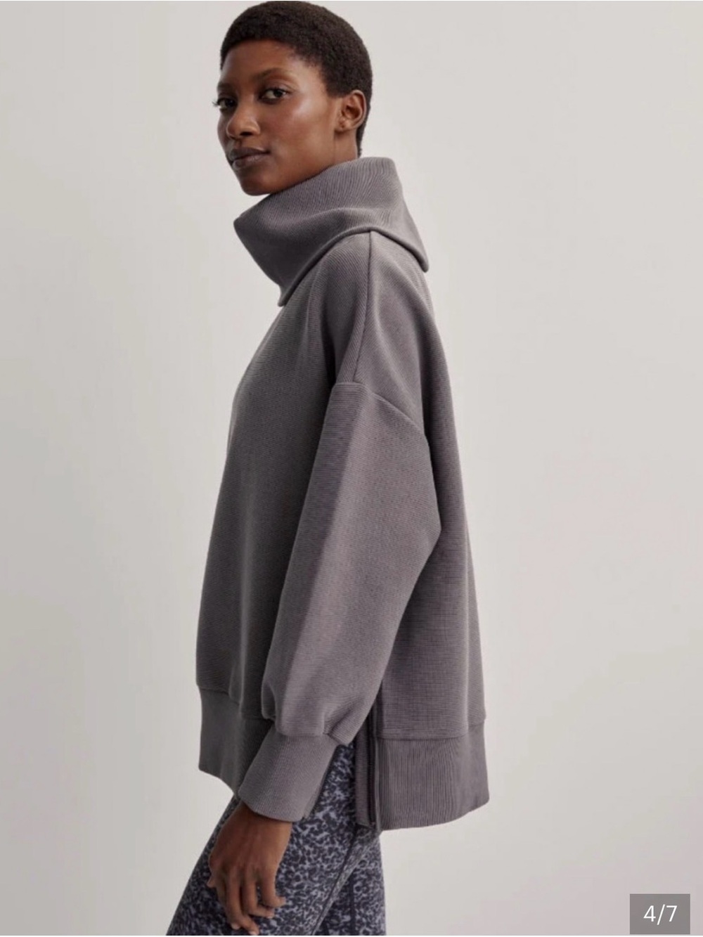 Varley Funnel Neck Sweater in Charcoal Gray